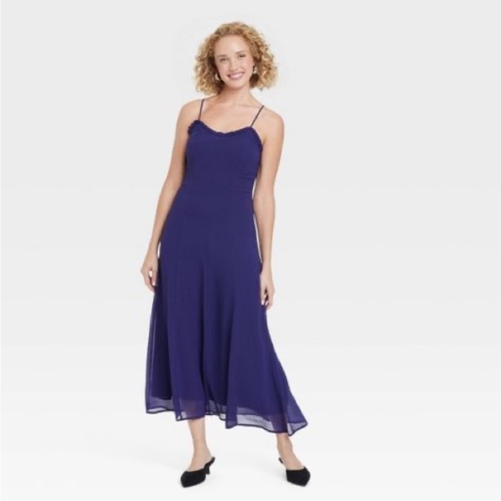 a new day Navy Blue Ruffle Hem Maxi Women's Dress